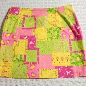 Cotton Connection Colorful Lined‎ Patchwork Cotton Side Zipper Sz L Skirt